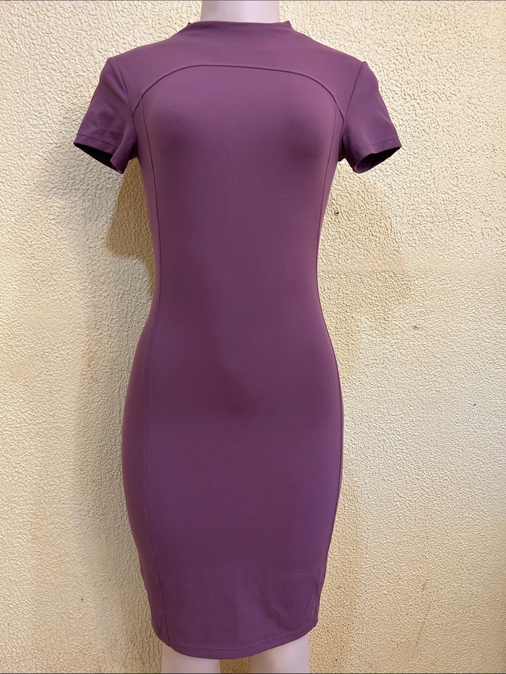 Women’s Plum Short-Sleeve Bodycon Midi Dress